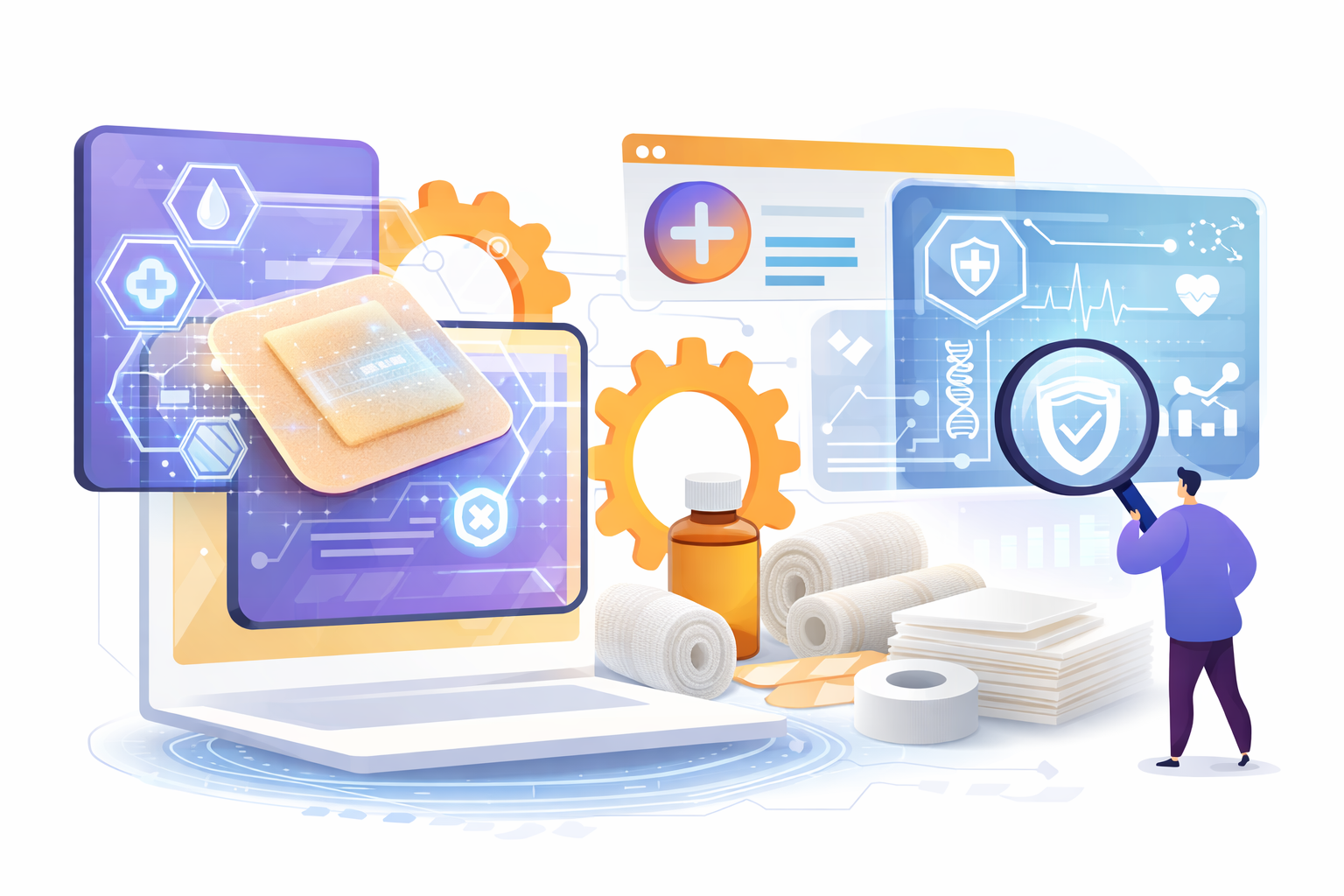 Abstract wound care technology illustration